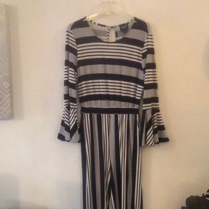 Black and White Striped Jumpsuit XL